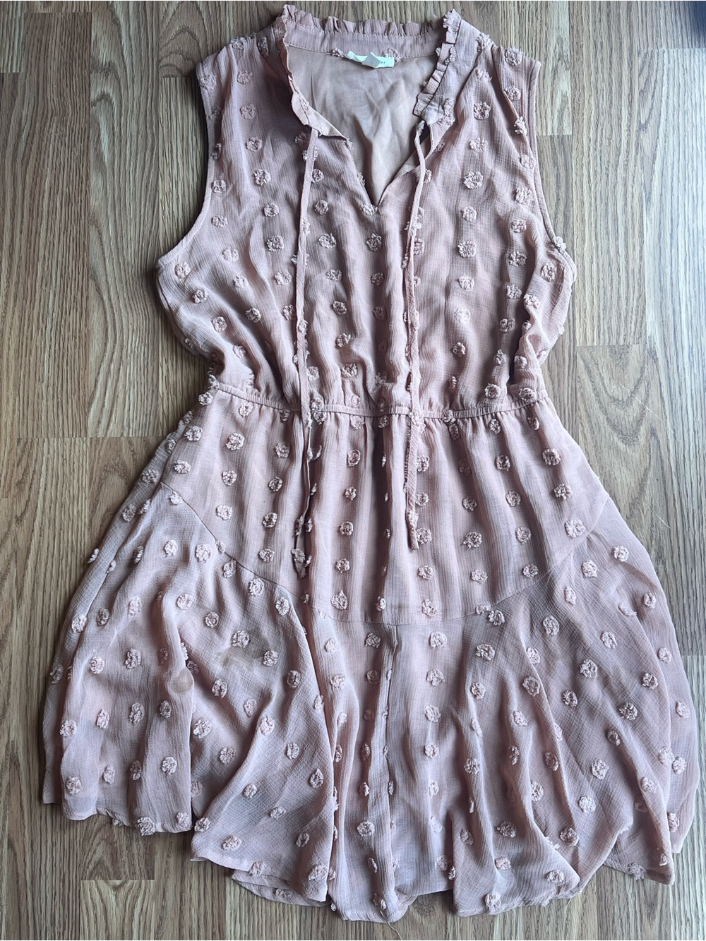 Blu Pepper rose dress with embroidery circles